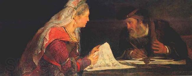 Aert de Gelder Esther and Mordechai writing the second letter of Purim France oil painting art